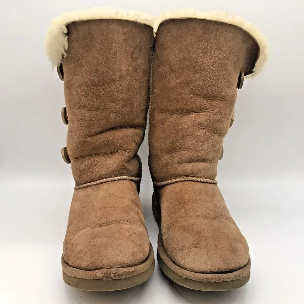 UGG Australia Chestnut Bailey Button Triplet Winter Boots 1962 Women's 5 Sherpa - Picture 2 of 13